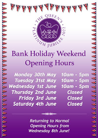 Special Opening Hours for the Queens 70th Anniversary Jubilee Bank Holiday Weekend at Dancers Boutique. This week we are open Monday, Tuesday and Wednesday, from 10am to 5pm. We will be closed on Thursday Friday and Saturday with a return to normal opening hours on Wednesday 8th June.